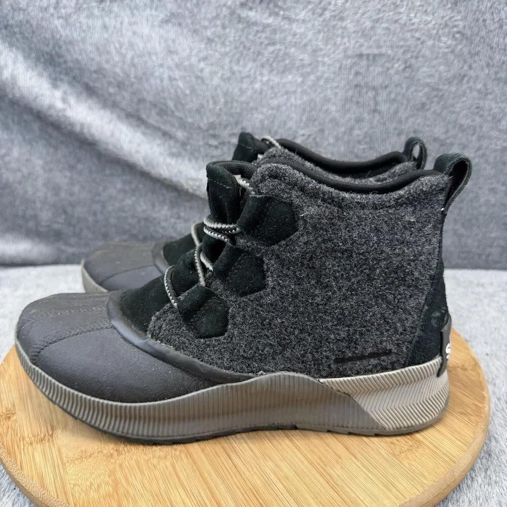 Sorel Winter Sneaker Shoes Womens Size 8.5 Gray Textile Lace Up Boots NL4428-010